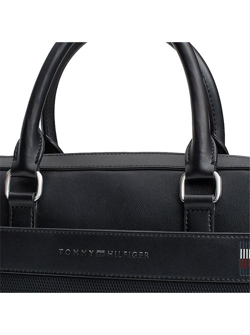 Corporate borsa per laptop con mix di texture TOMMY HILFIGER | AMOAM12726.BDS